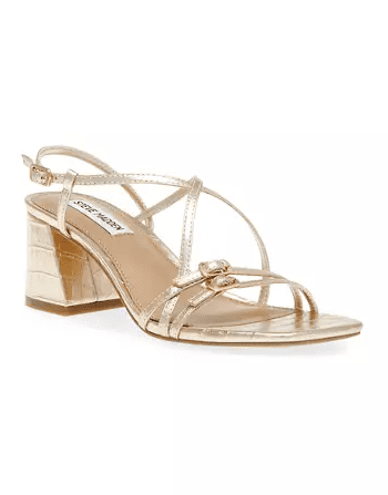 Steve Madden Women's Gold Leath Arline Strappy Block Heel Sandals