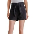 thumbnail image 1 of Steve Madden Women's High Rise Paper Bag Brushed Twill Cinch Shorts (Black, S), 1 of 6