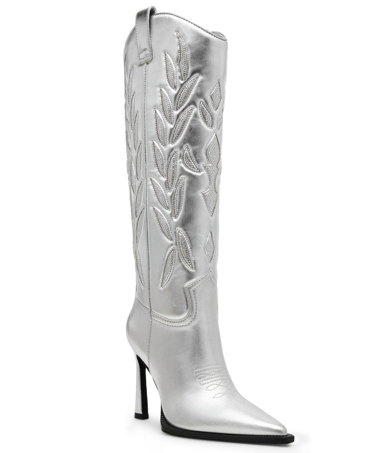 Steve Madden Women's Kinzee Western Boot, Silver, 7.5 - Walmart.com