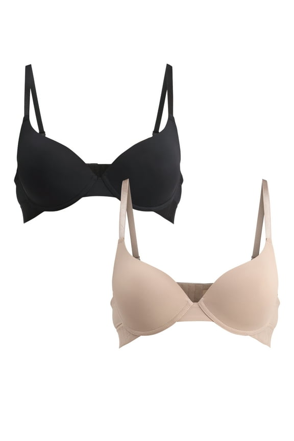 Women's Lightly Lined Underwire T-Shirt Bra, 2-Pack, Sizes 34B-38C