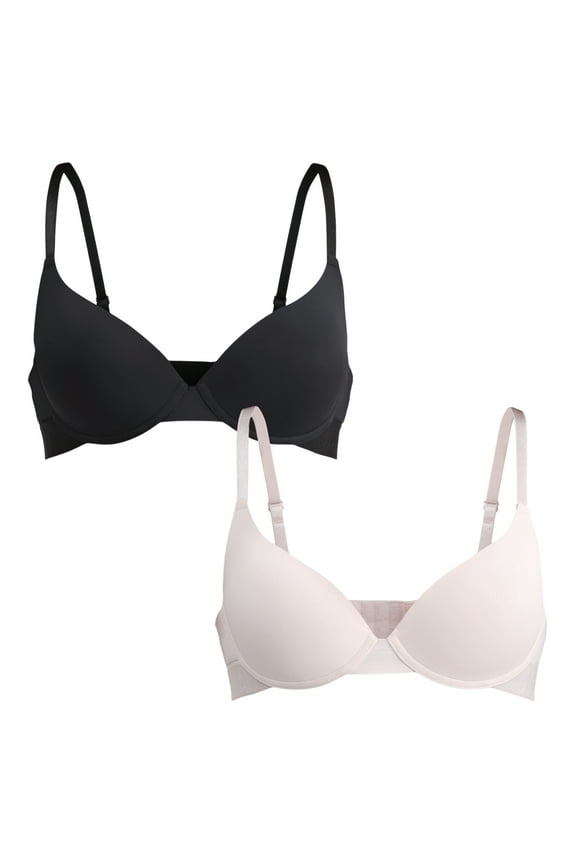 Women's Lightly Lined Underwire T-Shirt Bra, 2-Pack, Sizes 34B-38C