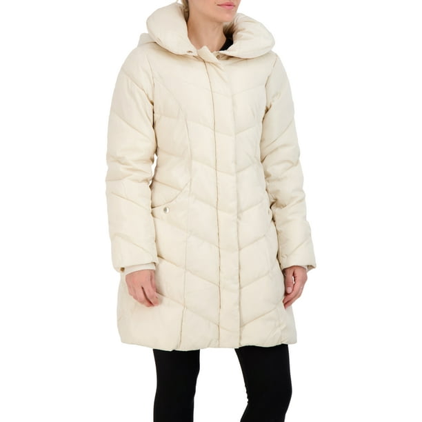 Steve Madden Women s Long Chevron Outerwear Puffer Jacket Walmart Business Supplies