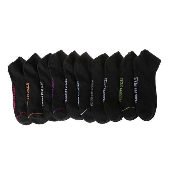 Steve Madden Women's Low Cut Socks - Comfortable Socks for Women, 10-Pack (Black Neon)