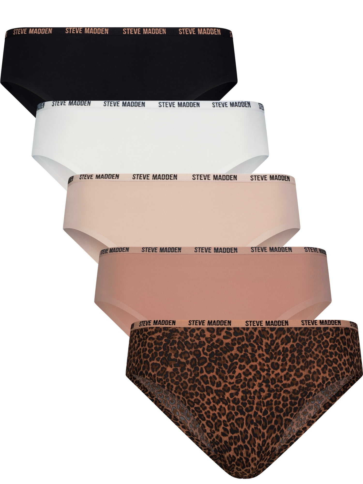 Steve Madden Women's Microfiber Cheeky Panties, 5-Pack, Sizes S-XL