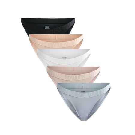 Steve Madden Women's Microfiber String Bikini Panties, 5-Pack, Sizes S-XL