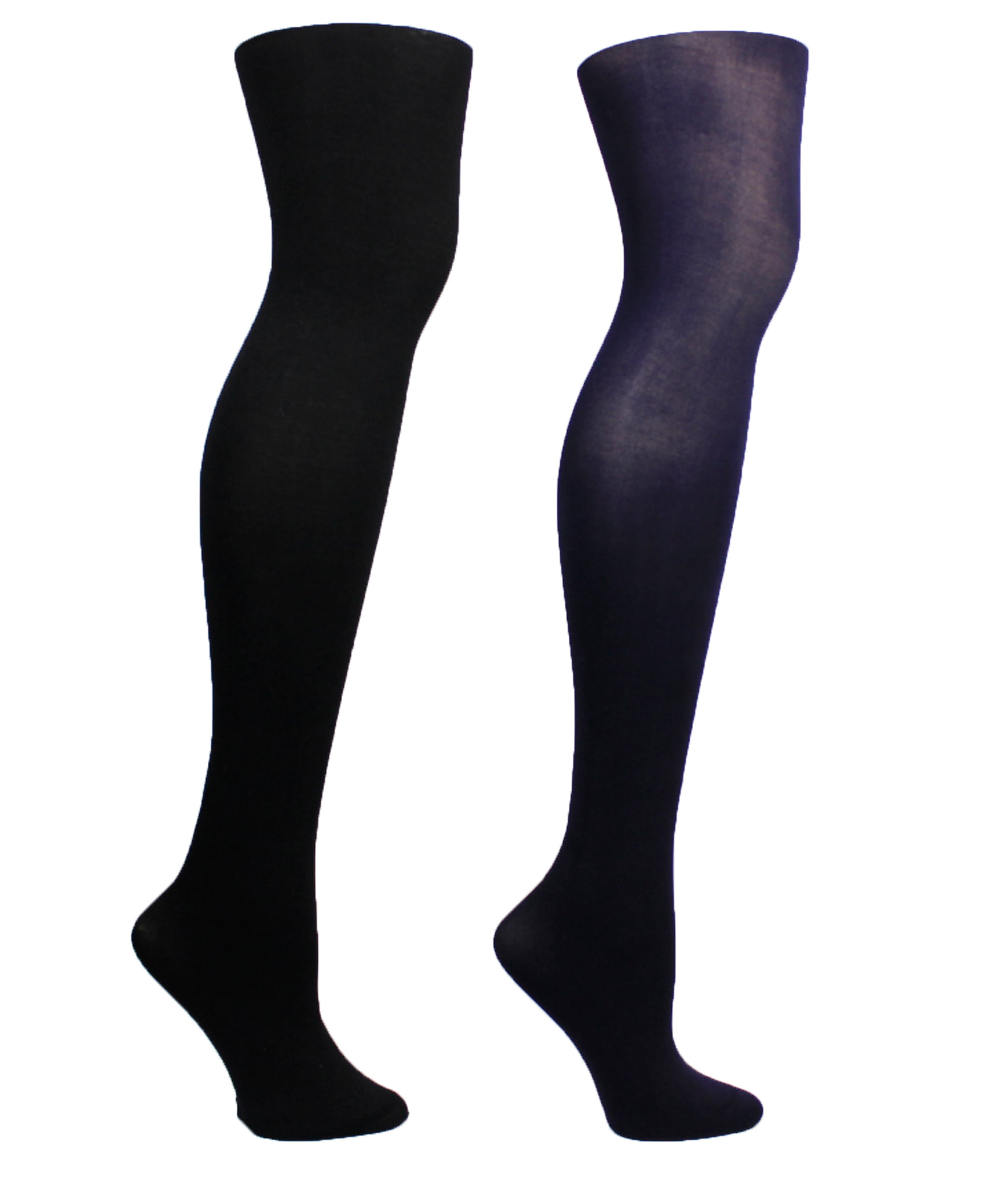 On The Go Women's Opaque Control Top Black Footed Tights, 2 Pack