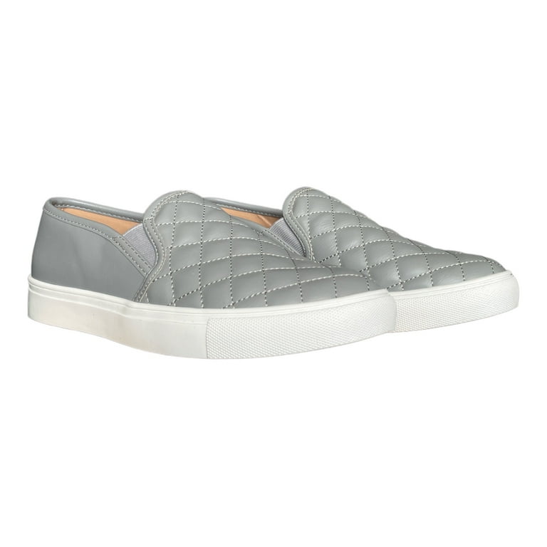 Steve Madden Women s Quilted Slip On Vegan Leather Sneaker Light Grey 7 Walmart