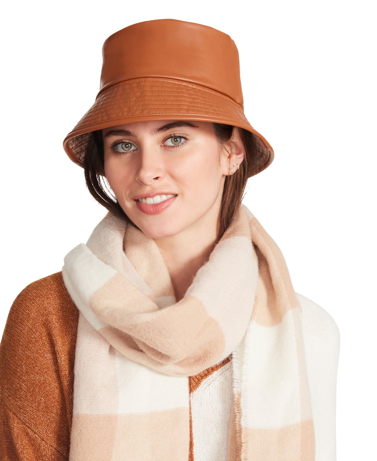 Steve Madden Women's Reversible Plaid Bucket Hat