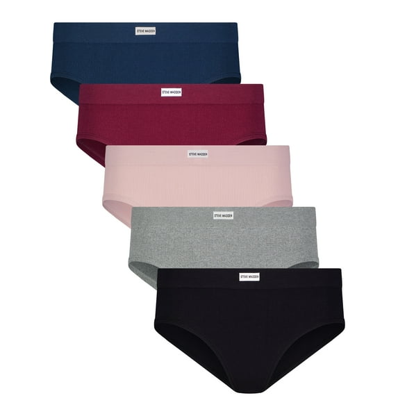 Steve Madden Women's Seamless Hipster Panties, 5-Pack, Sizes S-XL