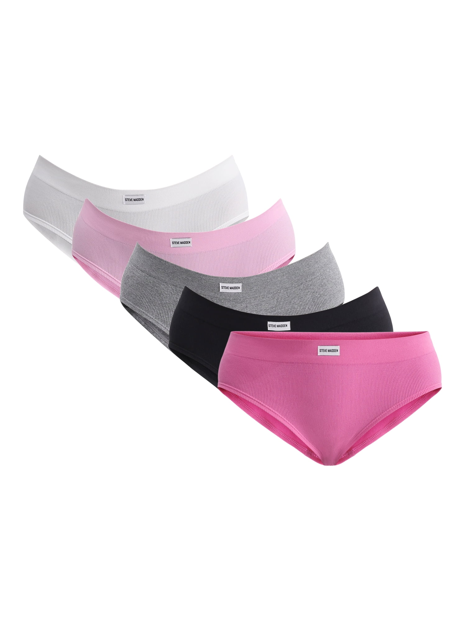 Steve Madden Women's Seamless Hipster Panties, 5-Pack, Sizes S-XL