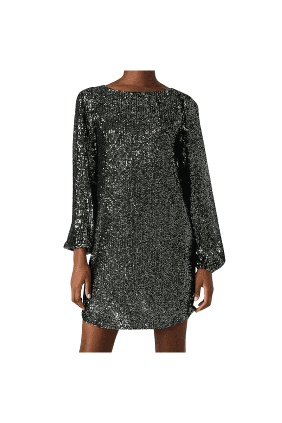 Women's Sequin Dress, Silver, Large