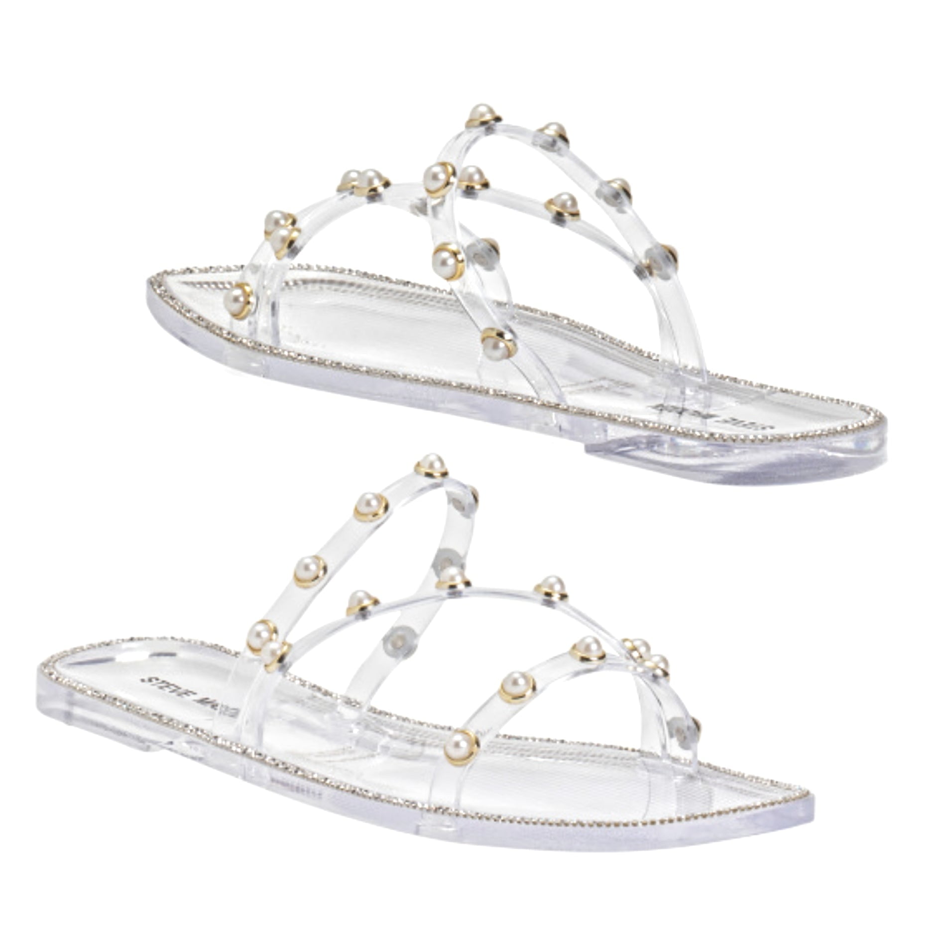 Steve Madden Women's Studded Pearl Embellished Slide-On Flat