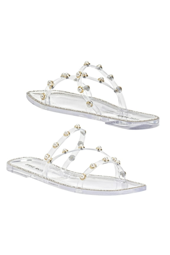 Women's Studded Pearl Embellished Slide-On Flat Sandals