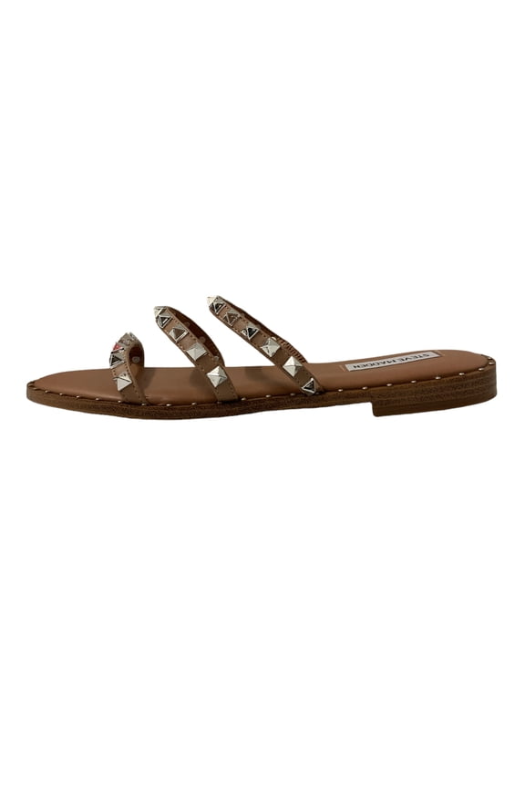 Women's Studded Slide Sandals, Open Toe Brown, 9