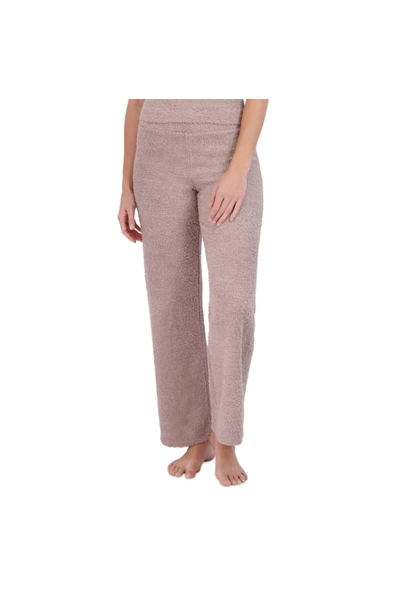 Women's Wide-Leg Chenille Sleep Pants Rose Beige Size XL