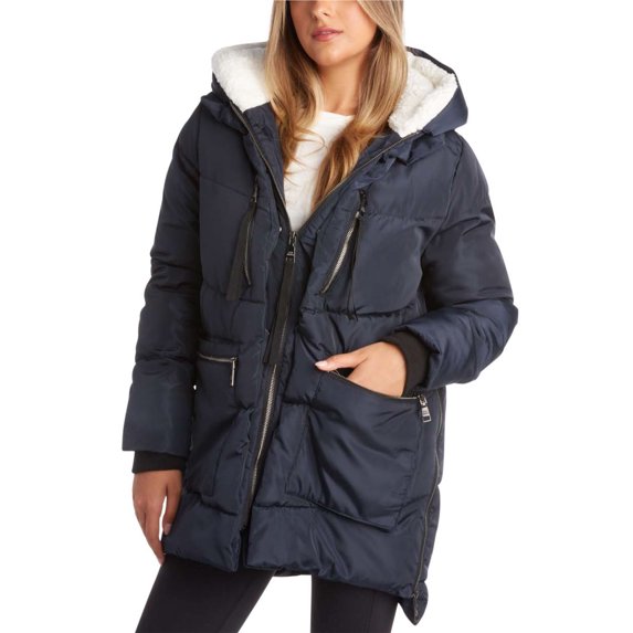 Steve Madden Women’s Winter Jacket – Insulated Weather Resistant Quilted Mid-Length Puffer Jacket (S-XL)