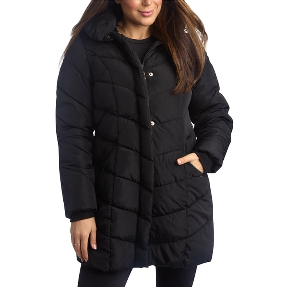 Steve Madden Women’s Winter Jacket – Insulated Weather Resistant Quilted Mid-Length Puffer Parka Coat (S-3X)