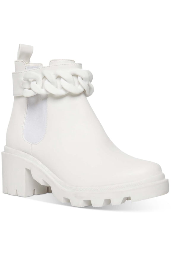 Womens Amulet Faux Leather Block Heel Ankle Boots