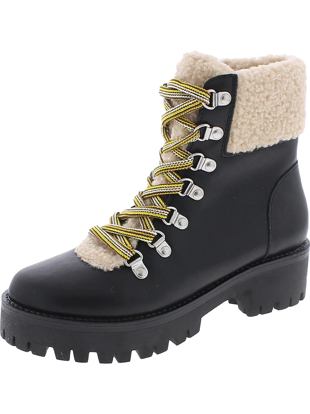 Steve Madden Womens Aniko Faux Leather Winter Boots Black 7 Medium B M Walmart
