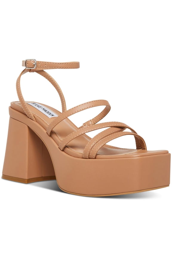 Womens Barb Leather Ankle Strap Platform Heels
