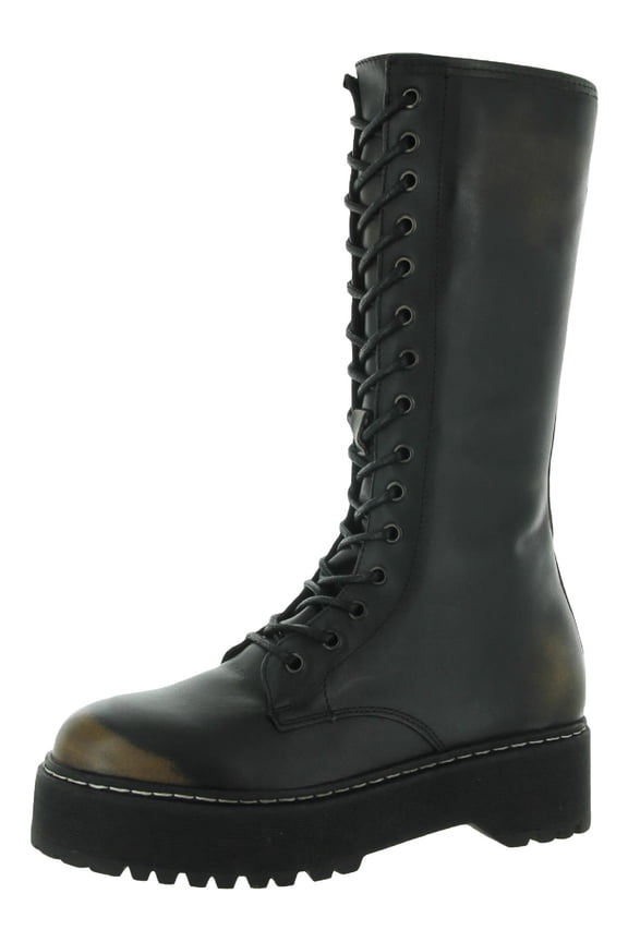 Womens Benson Leather Distressed Combat & Lace-up Boots