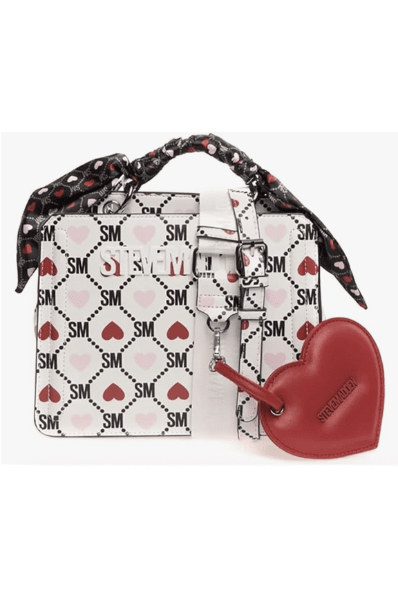 Womens Bevelyn Convertible Crossbody Bag, White/Hearts Multi