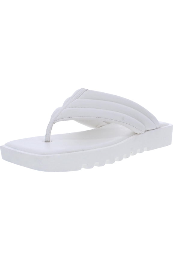 Womens Boost Faux Leather Square Toe Flip-Flops
