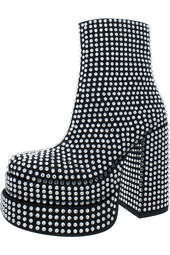 Cobra Boots Women's US 8 Black Rhinestone Platform Booties JOBB1835