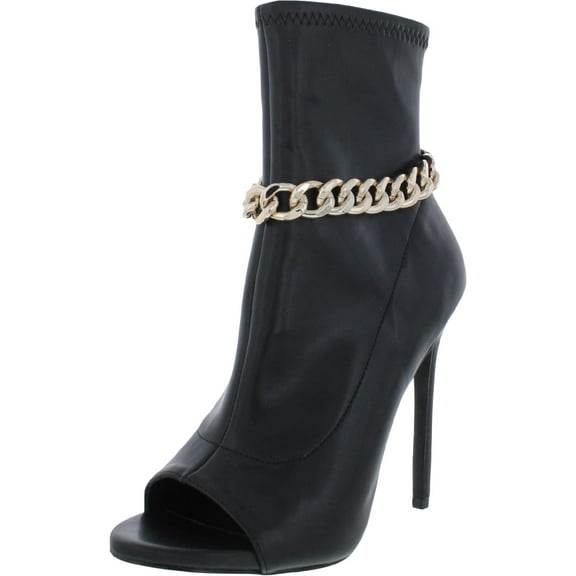 Steve Madden Womens Elettra Faux Leather Peep Toe Ankle Boots