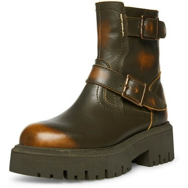 Steve Madden Womens Excursion Distressed Leather Ankle Boots