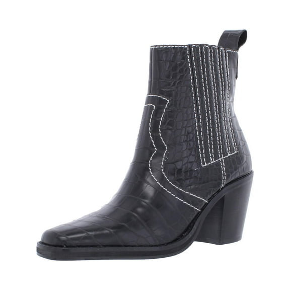 Steve Madden Womens Geniva Animal Print Square Toe Ankle Boots