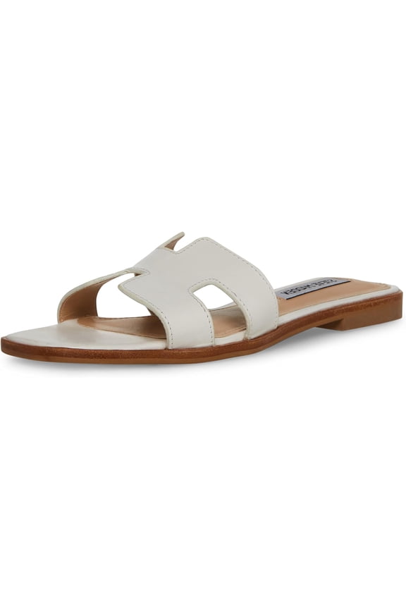 Womens Hadyn Leather Open Toe Slide Sandals