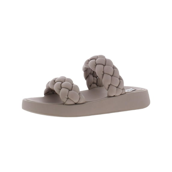 Steve Madden Womens Hillary Faux Leather Woven Flat Sandals