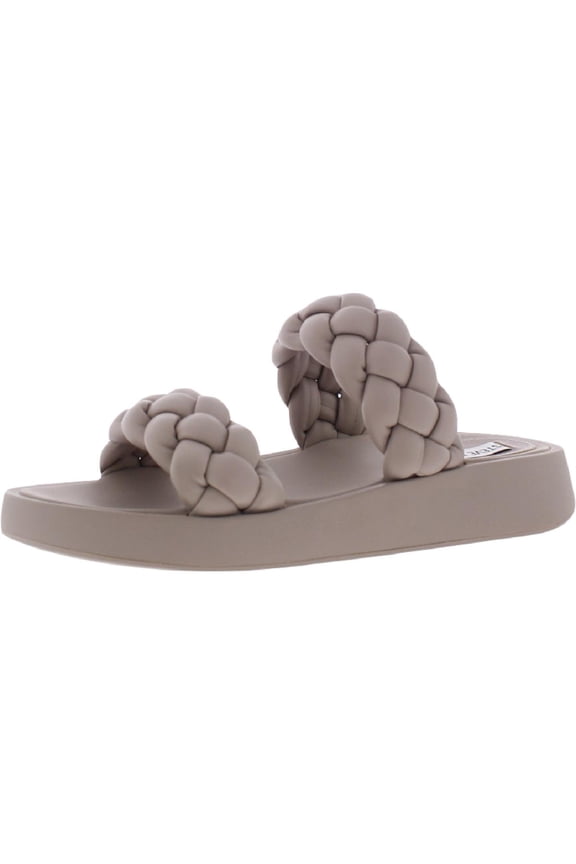 Womens Hillary Faux Leather Woven Flat Sandals