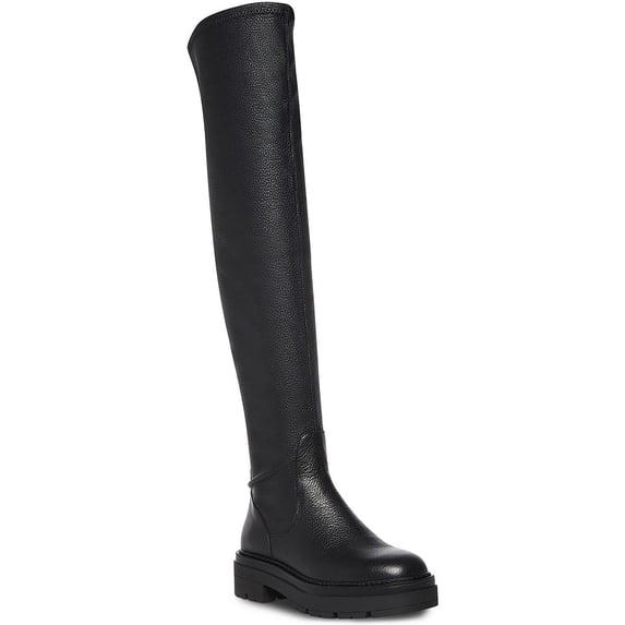Steve Madden Womens Industry Faux Leather Chunky Thigh-High Boots