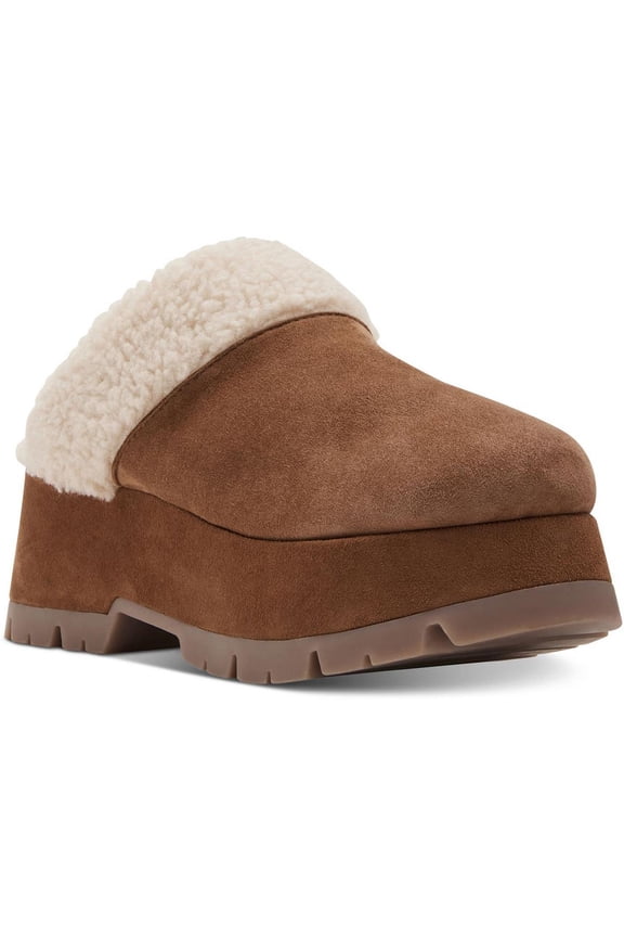 Womens Juney Faux Fur Leather Platform Sandals