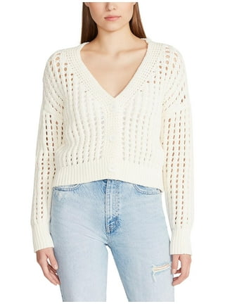 Open-Stitch Cropped Cardigan Sweater