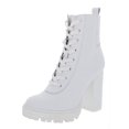 thumbnail image 1 of Steve Madden Womens Latch Leather Lace Up Platform Boots White 6.5 Medium (B,M), 1 of 3