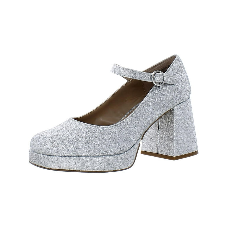 Steve Madden Womens Mingle Metallic Block Heel Mary Jane Heels
