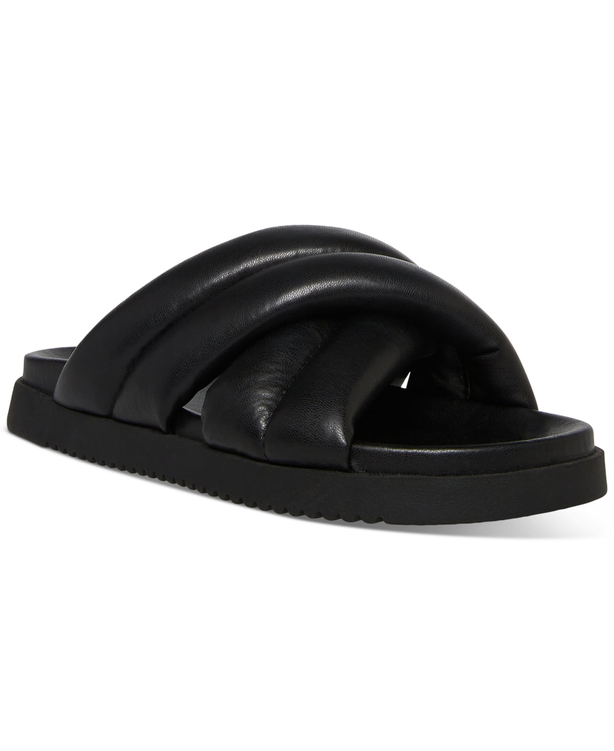 Steve Madden Black Criss-Cross Slides KATELYN Black Footbed Slide | Women main image 2
