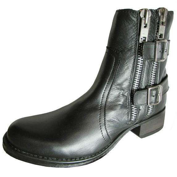 Steve Madden Womens Mottoo Leather Zipper Ankle Boot, Black, US 9.5