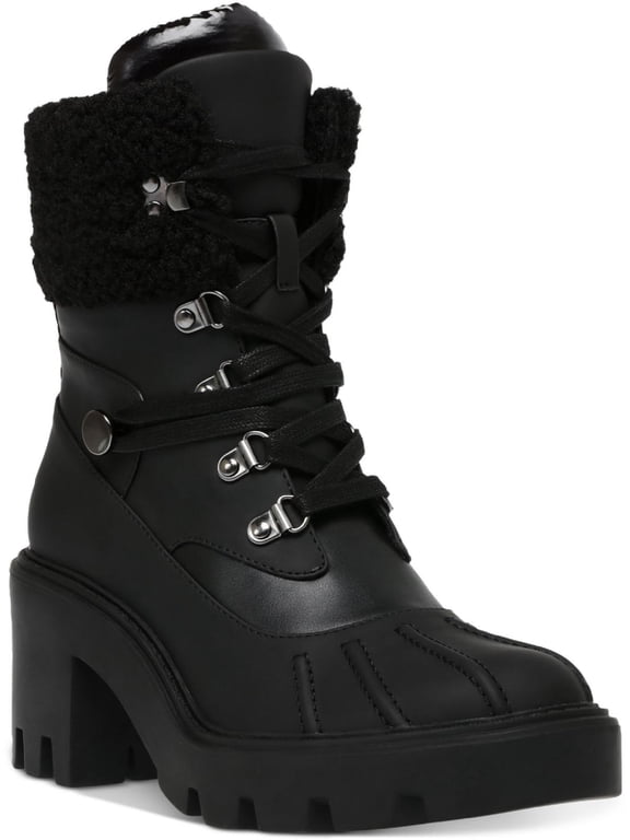 Womens Northern Faux Fur Lug Sole Combat & Lace-up Boots