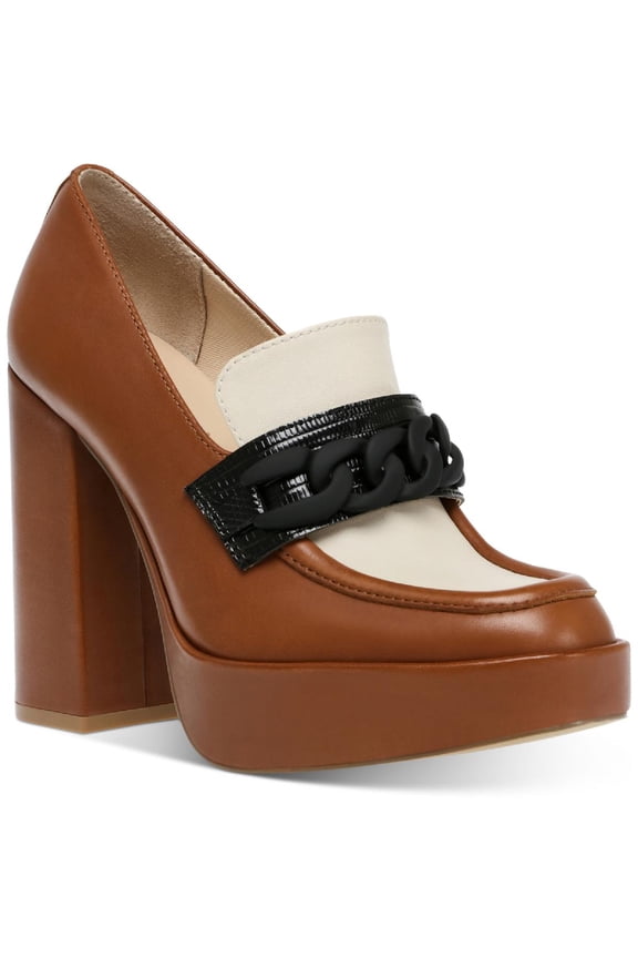 Womens Rhylee Leather Slip On Loafer Heels