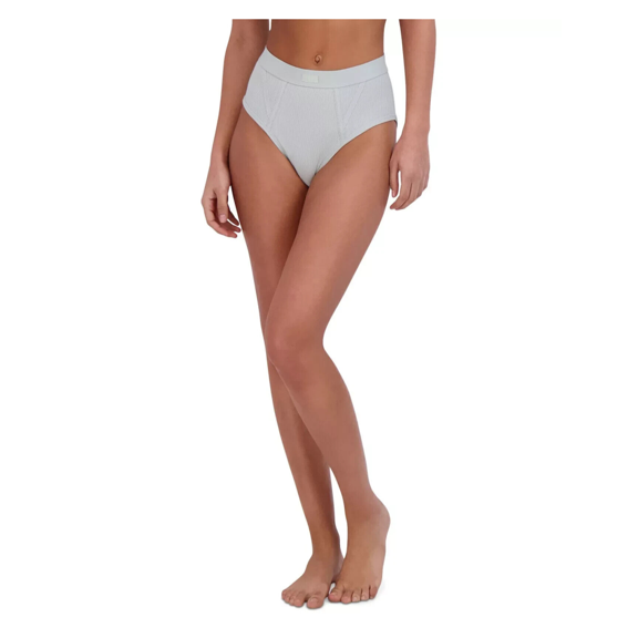 Steve Madden Womens Ribbed High-Waisted Brief Underwear , Puritan Gray, M