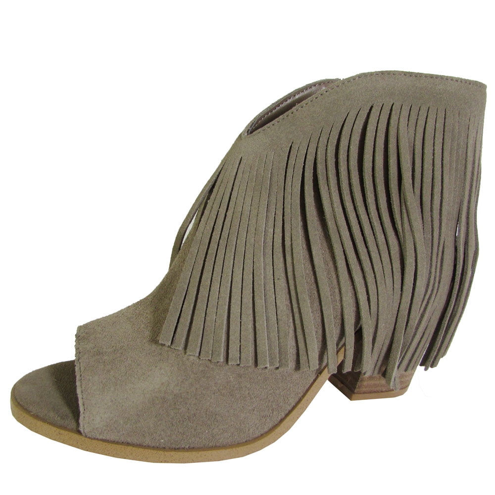 Open toe fringe booties online