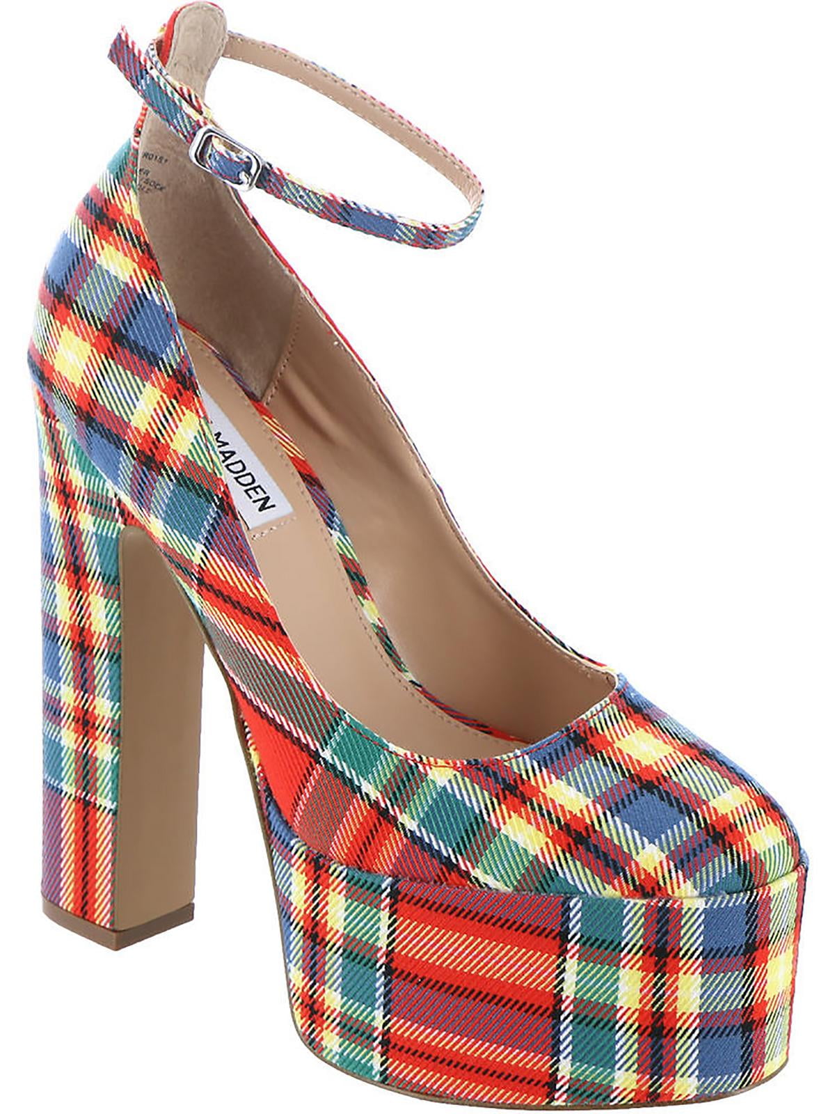 Steve Madden Womens SKYRISE Ankle Strap Printed Platform Heels