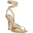 thumbnail image 1 of Steve Madden Women Scales Flat Strappy Ankle Strap Sandal Gold Snake Size 10 NIB, 1 of 3