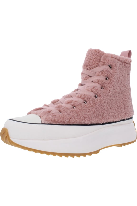 Womens Shaft Faux Fur Fashion Sneakers Pink 6.5 Medium (B,M)