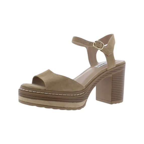 Steve Madden Womens Shaker Leather Ankle Strap Platform Sandals