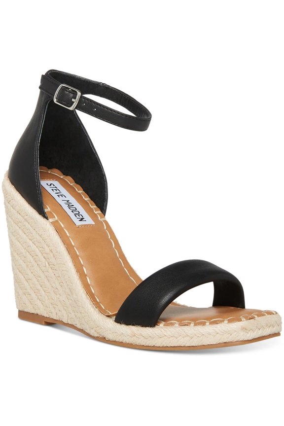 Womens Submit Square Toe Ankle Strap Wedge Espadrille Sandals